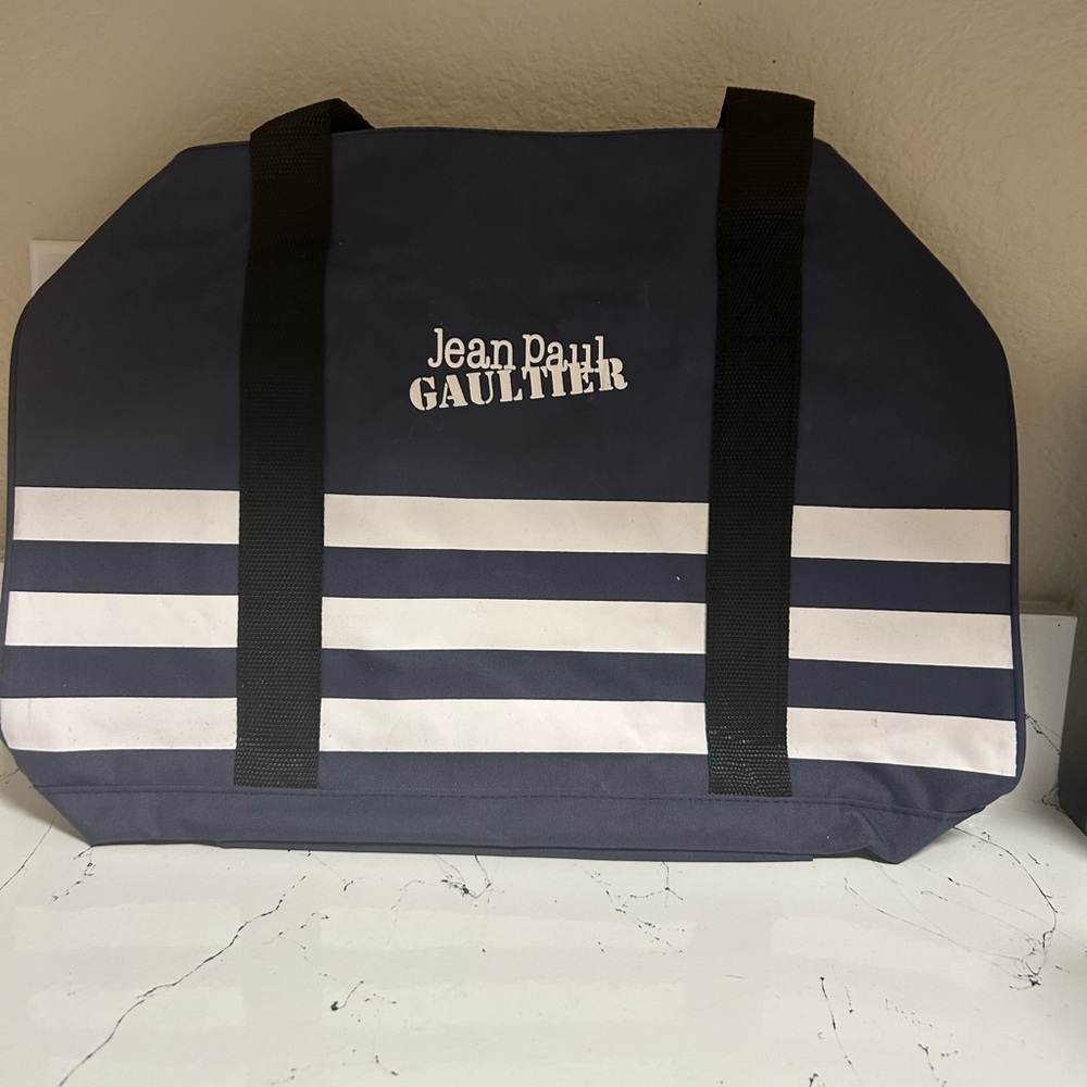 Jean Paul Gaultier Blue and White Duffel Bag Nautical Design